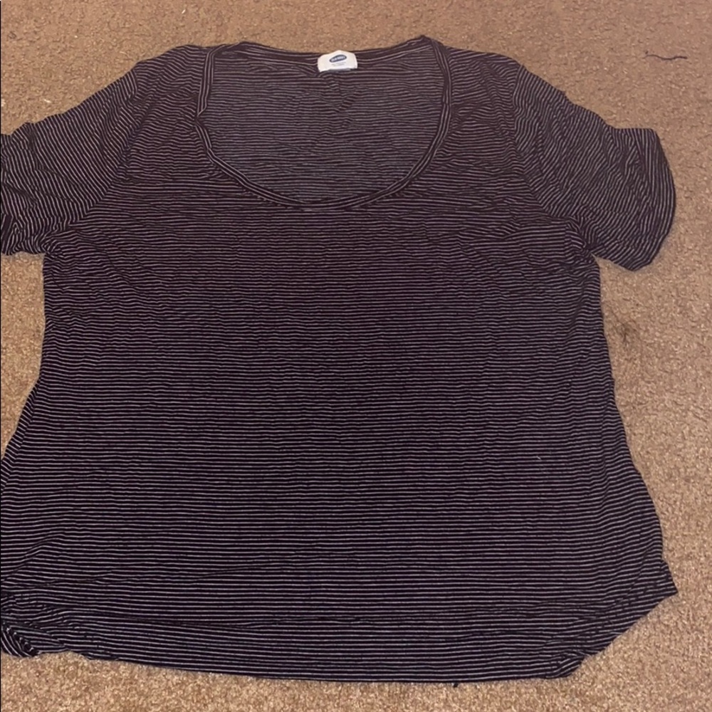 Black and white striped blouse